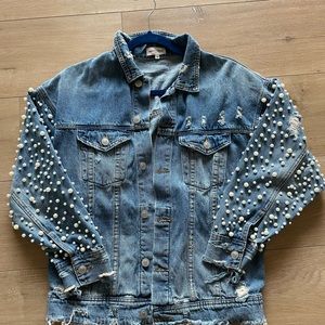 Bloomingdales sunset + spring pearl sleeve denim jacket